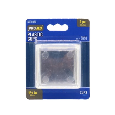 Kd Gabinetes 1.87 x 1.87 in. Plastic Square Caster Cup, Clear, 4PK KD3305873